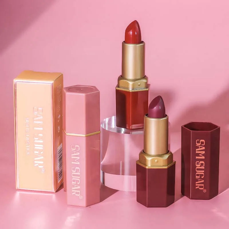 Pearlescent Pink Glitter Velvet Lipstick – Metallic Shine Lip Gloss Glitter Velvet Lipstick PRIMED