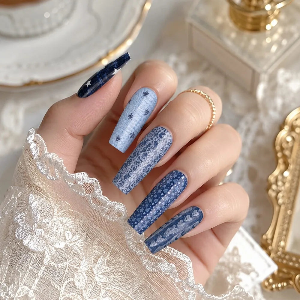 Lace Holographic Nail Foils – Black & White Sequin Stickers