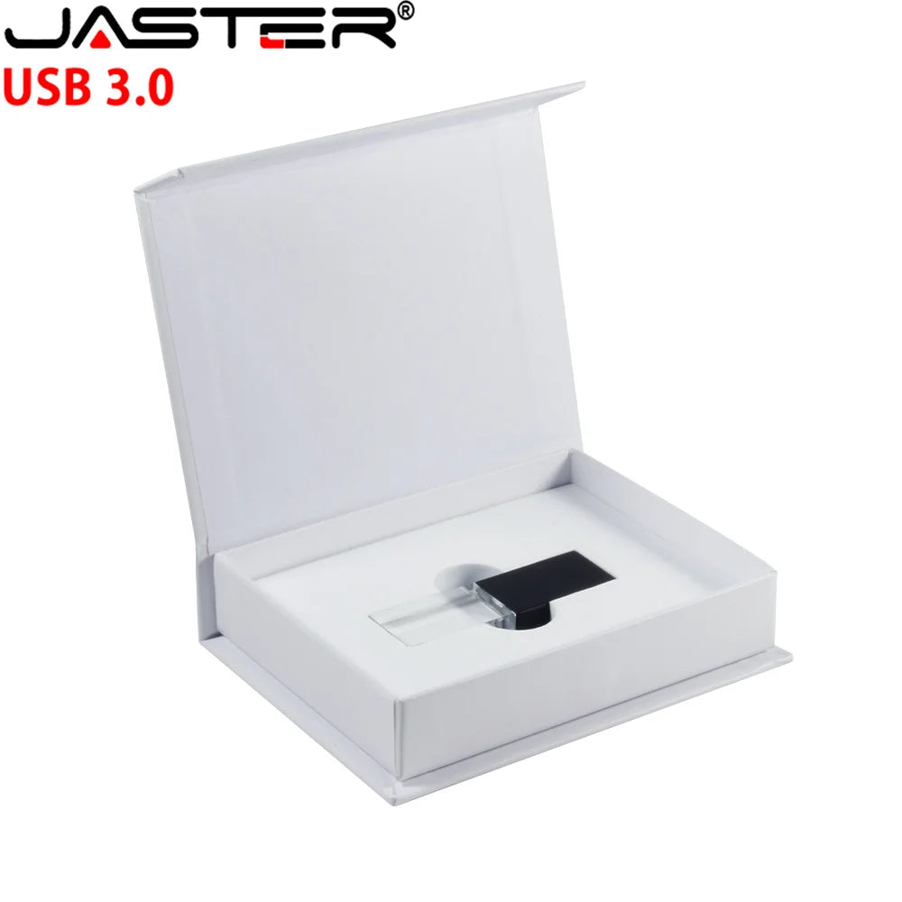 JASTER Crystal USB 3.0 Flash Drive 4GB–128GB Transparent Glass USB Flash Drive PRIMED