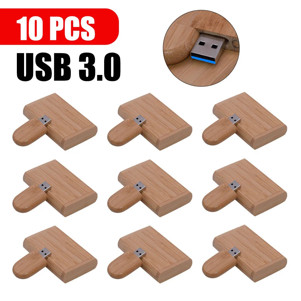 10-Pack Custom Bamboo Wood USB 3.0 Flash Drives – Free Logo USB Flash Drive PRIMED 4GB carbonized with box