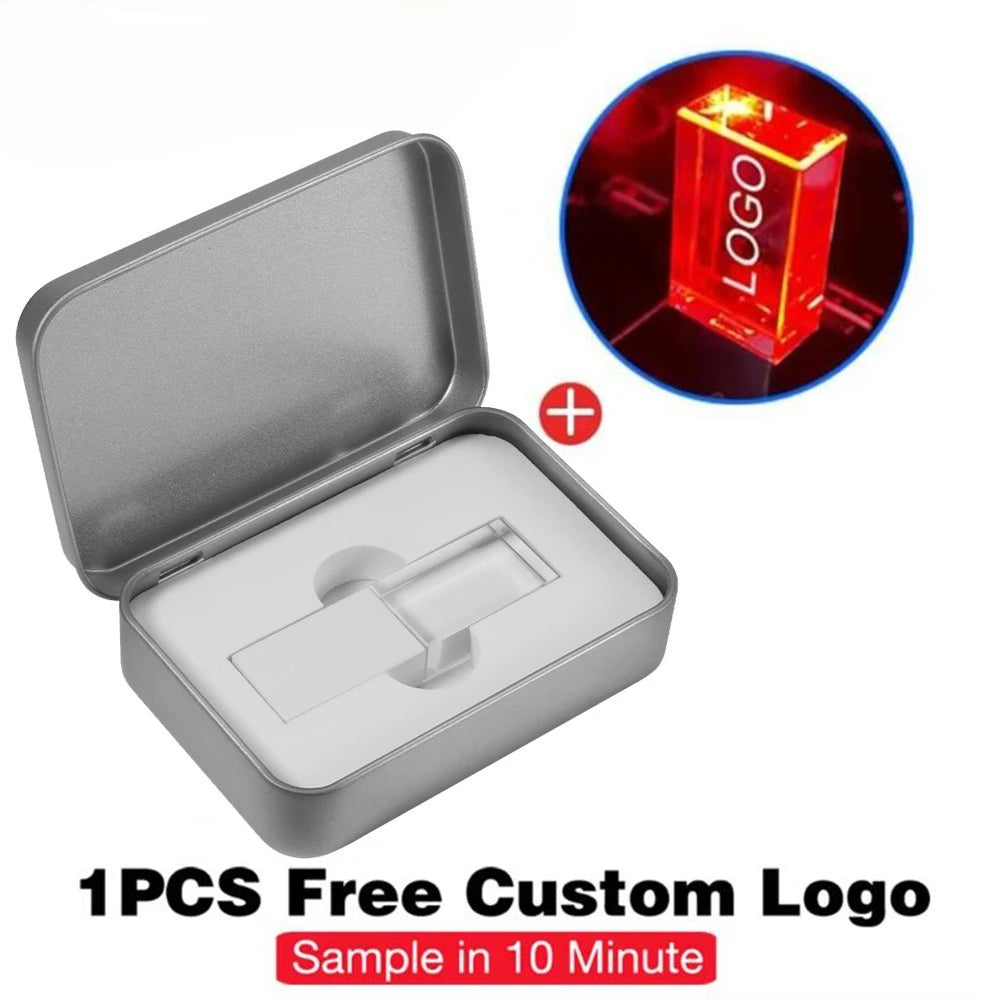 LED Crystal USB Flash Drive Custom Logo Gift 16–128GB | JASTER Crystal USB Flash Drive PRIMED