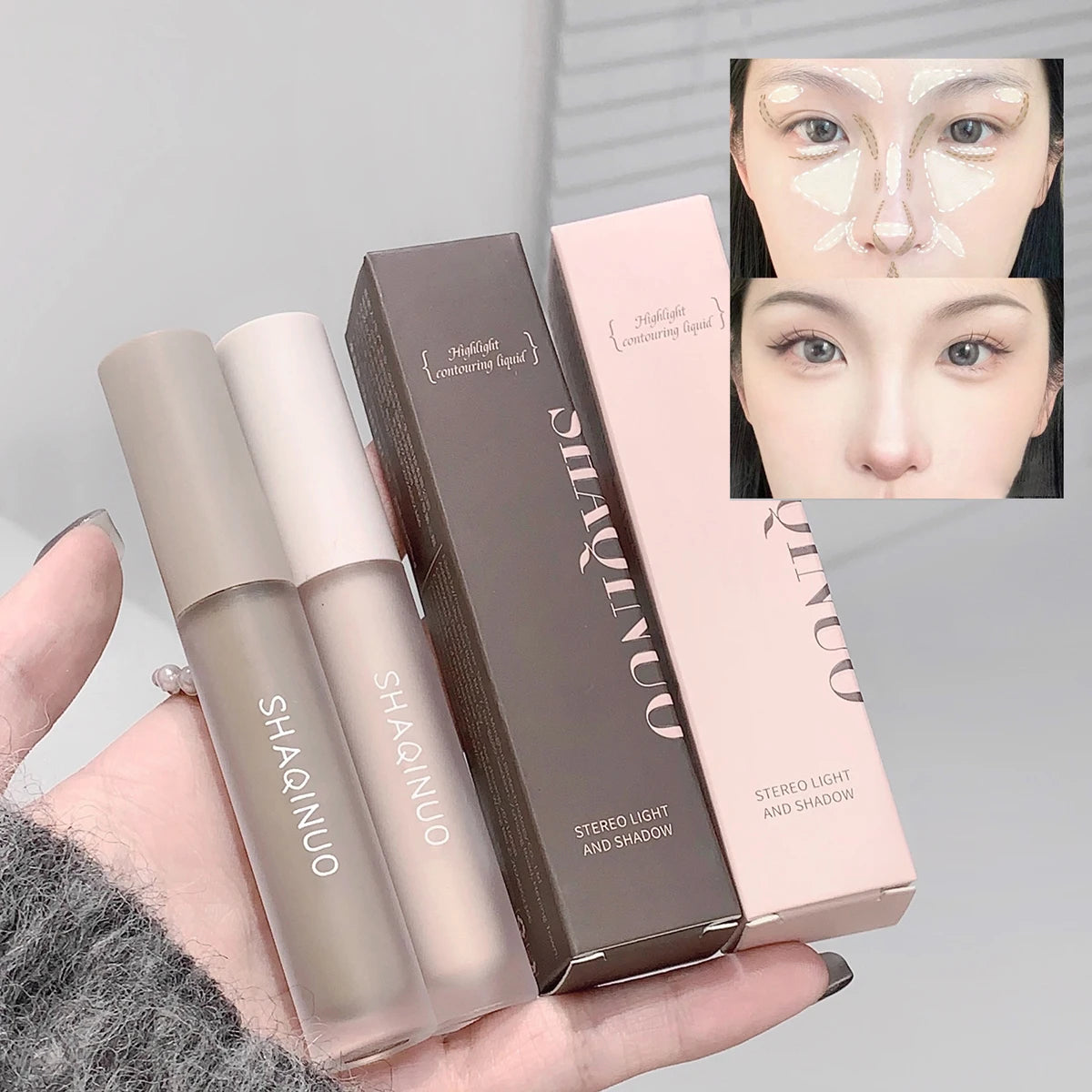 SHAQINUO 3D Liquid Contour Stick – Highlighter & Bronzer