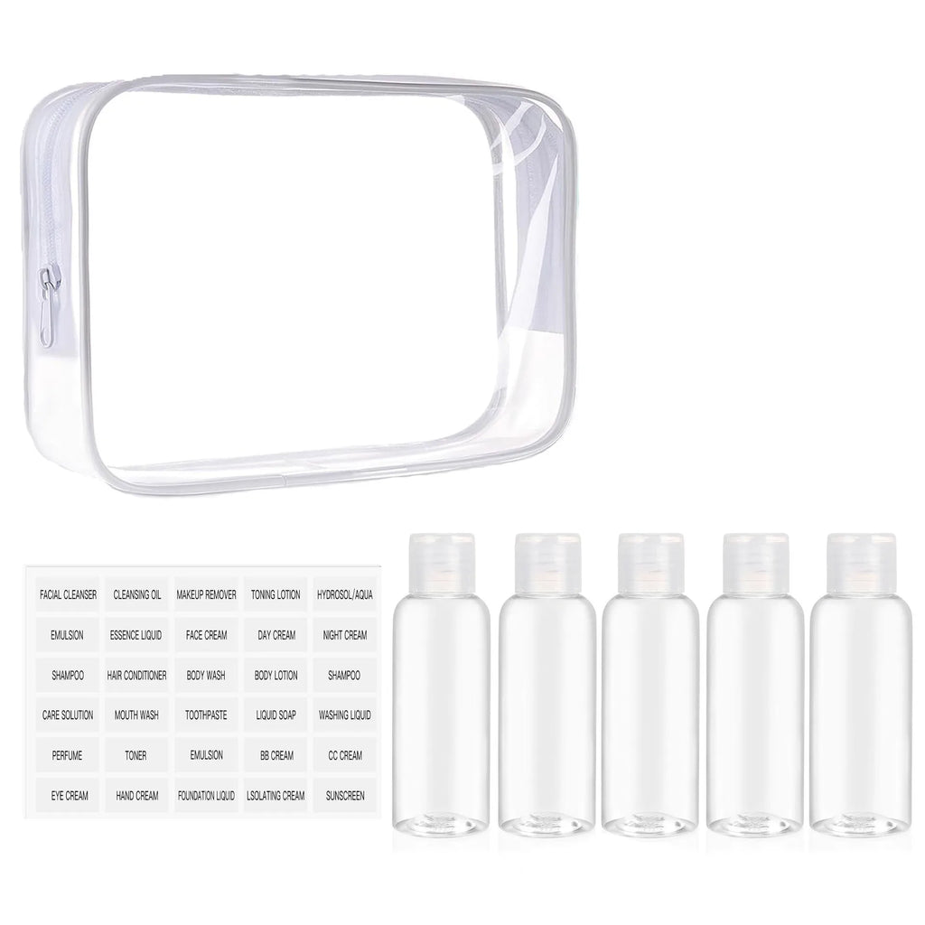 Travel Flip Cap Bottles – 5-Piece Refillable Dispenser Set Travel Dispenser Bottles PRIMED White