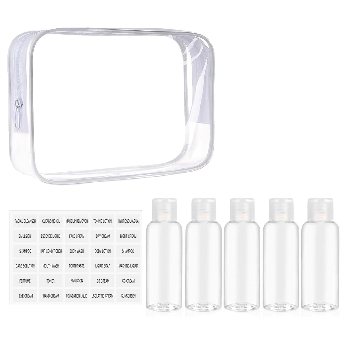 Travel Flip Cap Bottles – 5-Piece Refillable Dispenser Set