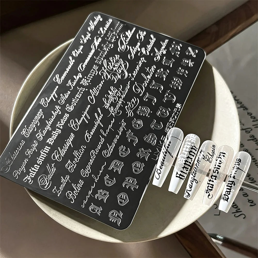 Gothic Alphabet Nail Stamping Template | Old English Script Nail Stamping Template PRIMED TL-UYIKE YWYS