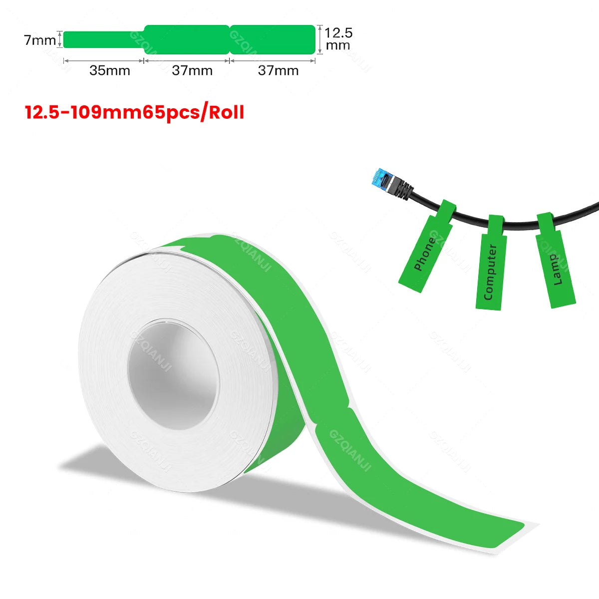 P15 Thermal Label Rolls – Multi-Size White & Transparent Stickers Thermal Label Rolls PRIMED Green Cable