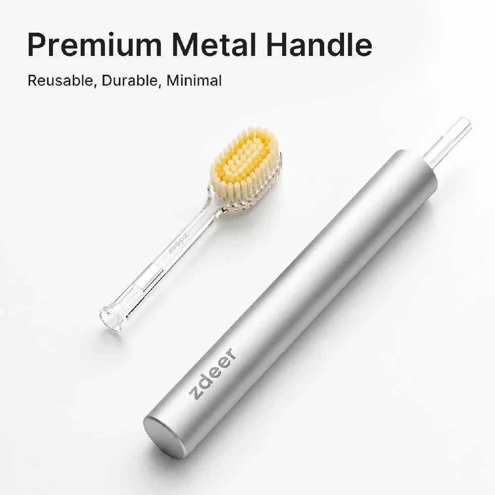 ZDEER Metal Toothbrush Set – 6 Soft Replaceable Brush Heads