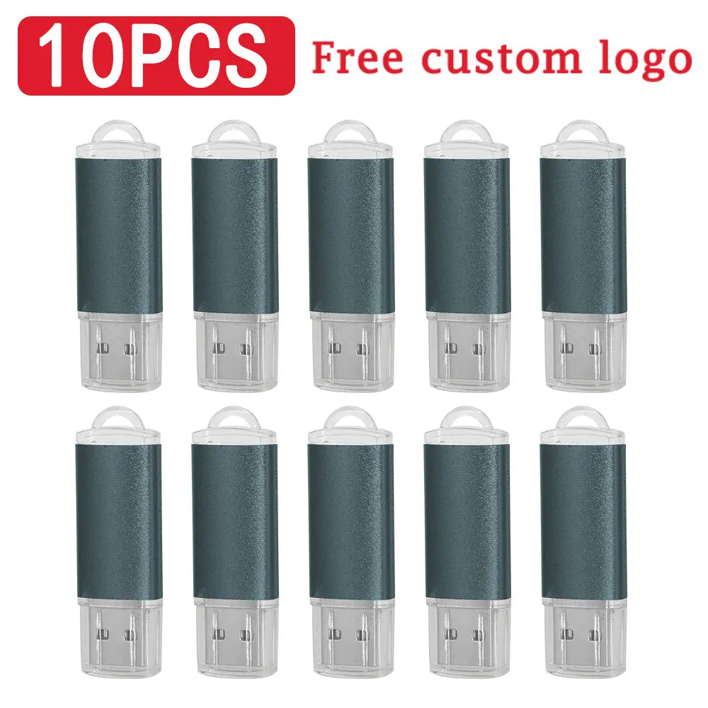 10-Pack Custom Logo Metal USB Flash Drives 256MB–128GB USB Flash Drive PRIMED 256MB x 10PCS gray-B