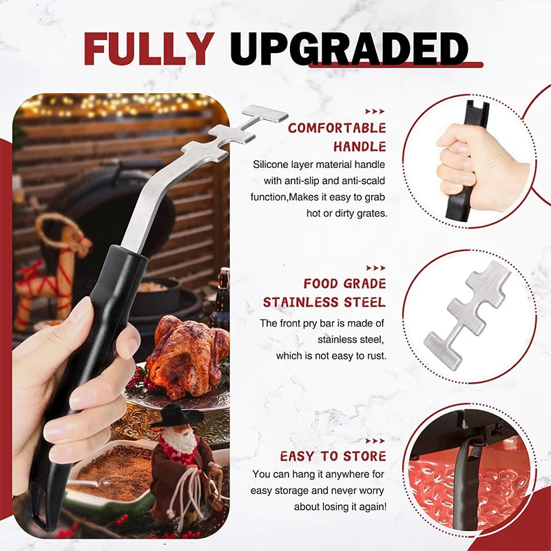 Universal Grill Grate Lifter Tool – BBQ Cast Iron Grid Gripper