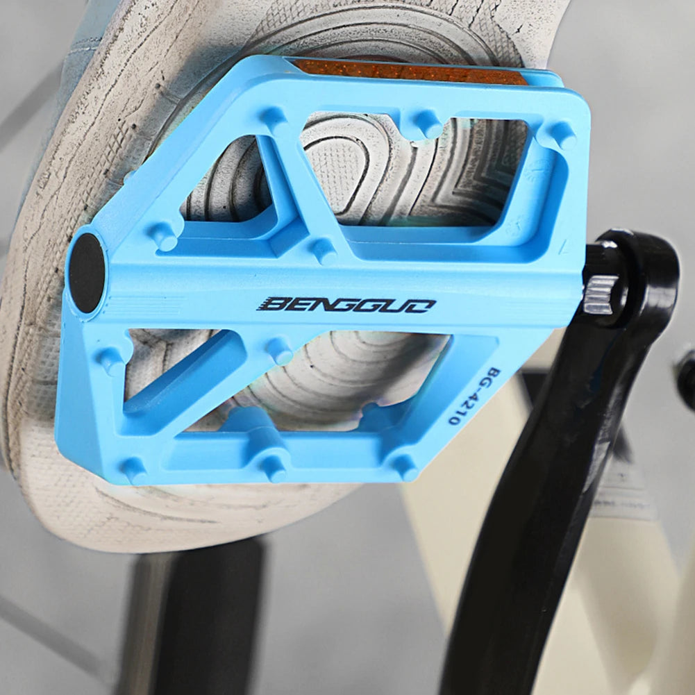 Ultralight Flat Bike Pedals | Double DU Bearing & Reflector Flat Bike Pedals PRIMED