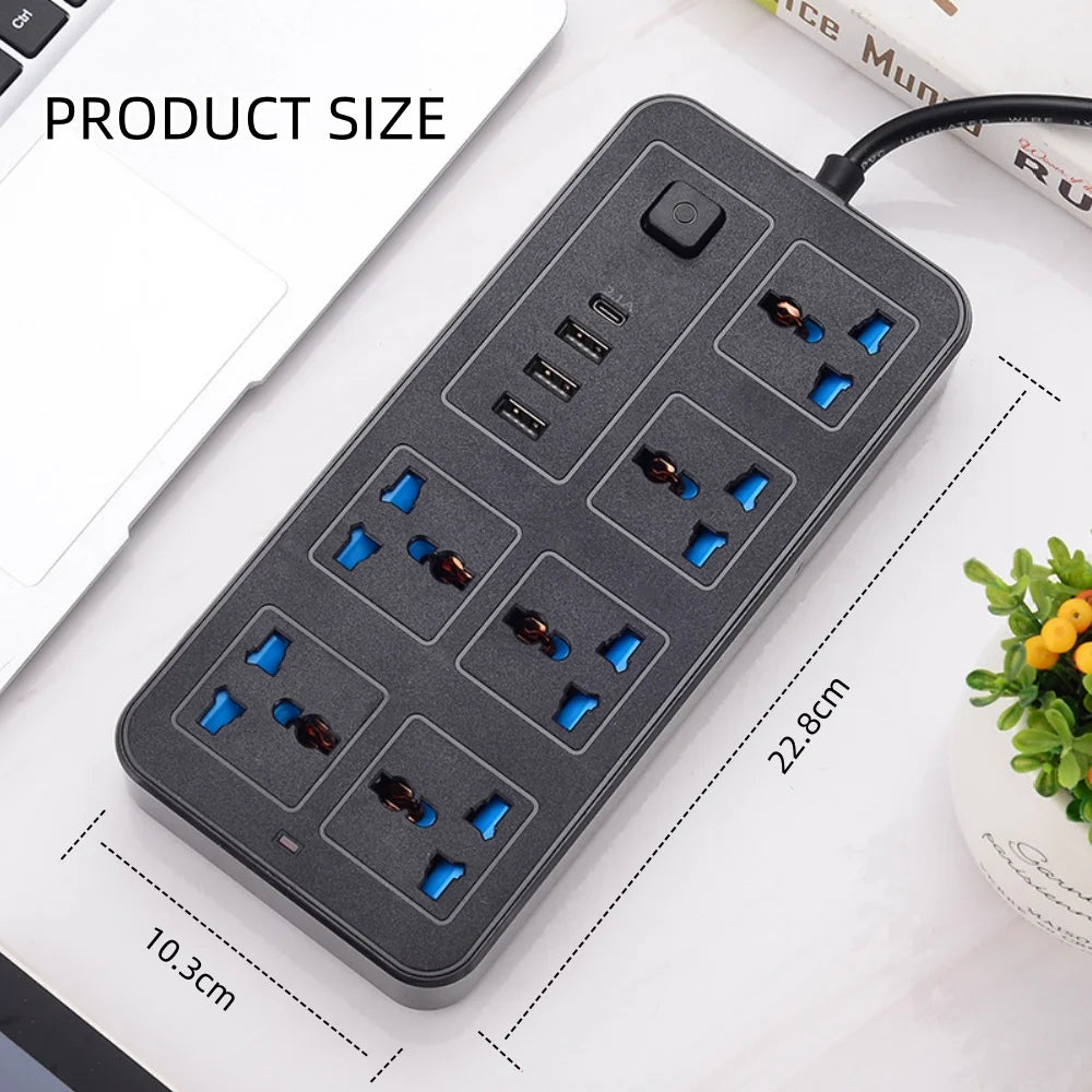 Universal Power Strip EU/US/UK | USB-C Port & 2m Cord Power Strip PRIMED