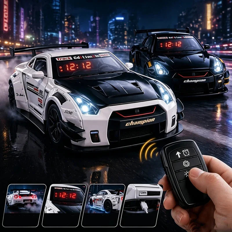 Sports Car Alarm Clock – Engine Sound, LED Lights & Mist Sprayer