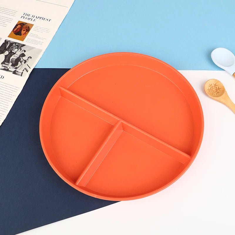 3-Compartment Portion Control Plate | Microwave-Safe Wheat Straw