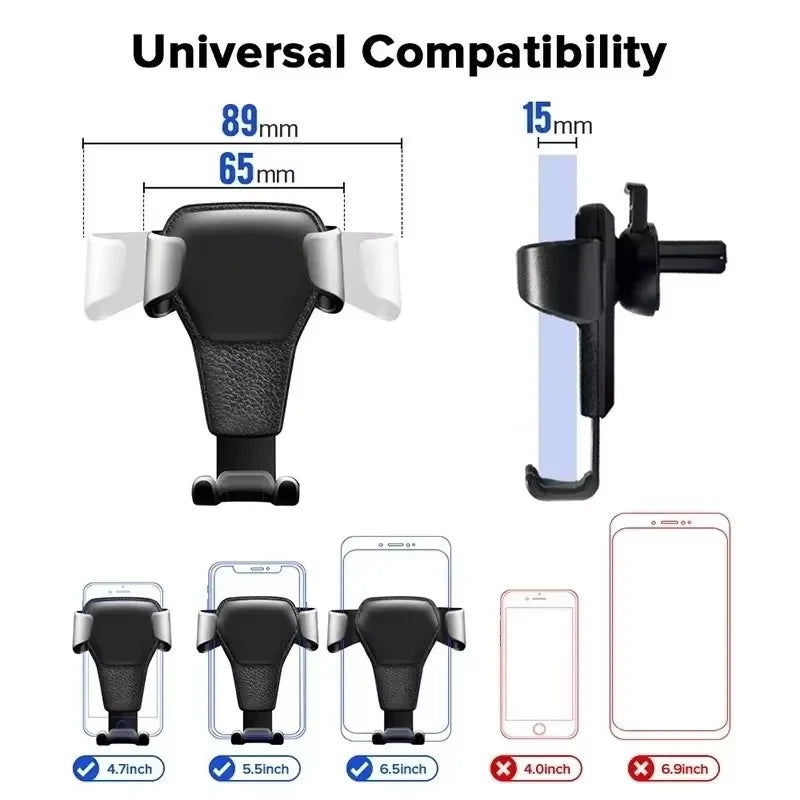 Gravity Car Phone Holder – Air Vent Mount for 4.7–6.5" Phones Car Phone Mount PRIMED