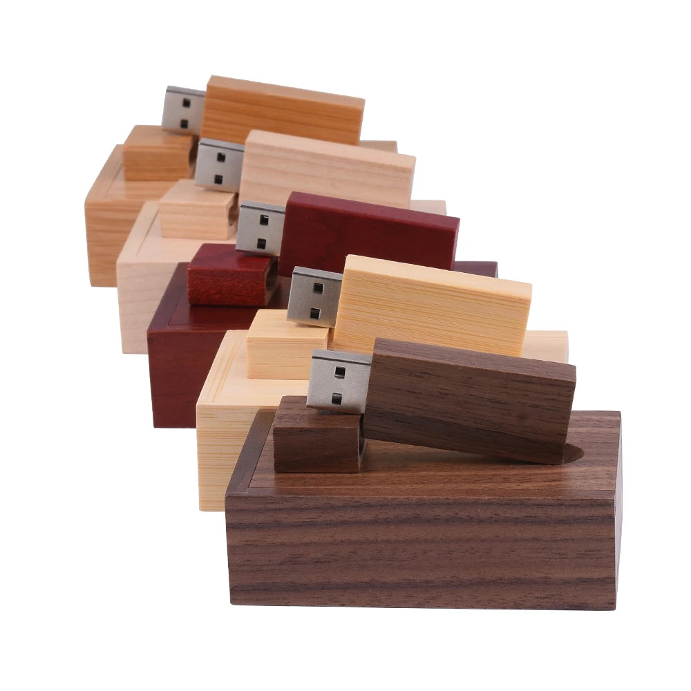 Wooden USB Flash Drive with Gift Box – Custom Logo 8–64GB