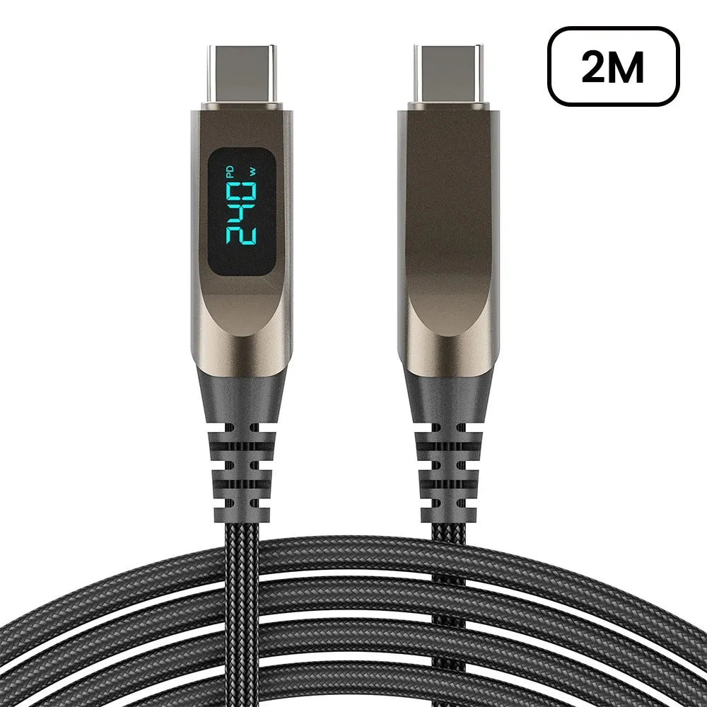 USB-C to USB-C Cable 5A PD Fast Charging with Digital Display USB-C Charging Cable PRIMED 2m