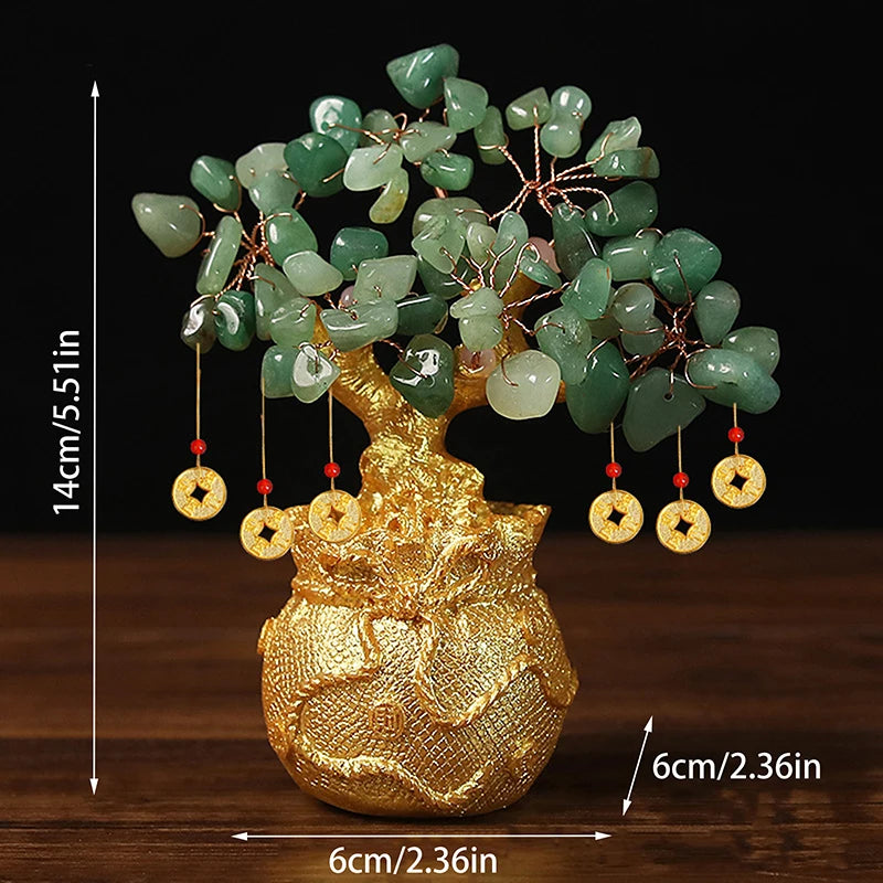 Yellow Crystal Money Tree Feng Shui Lucky Wealth Ornament