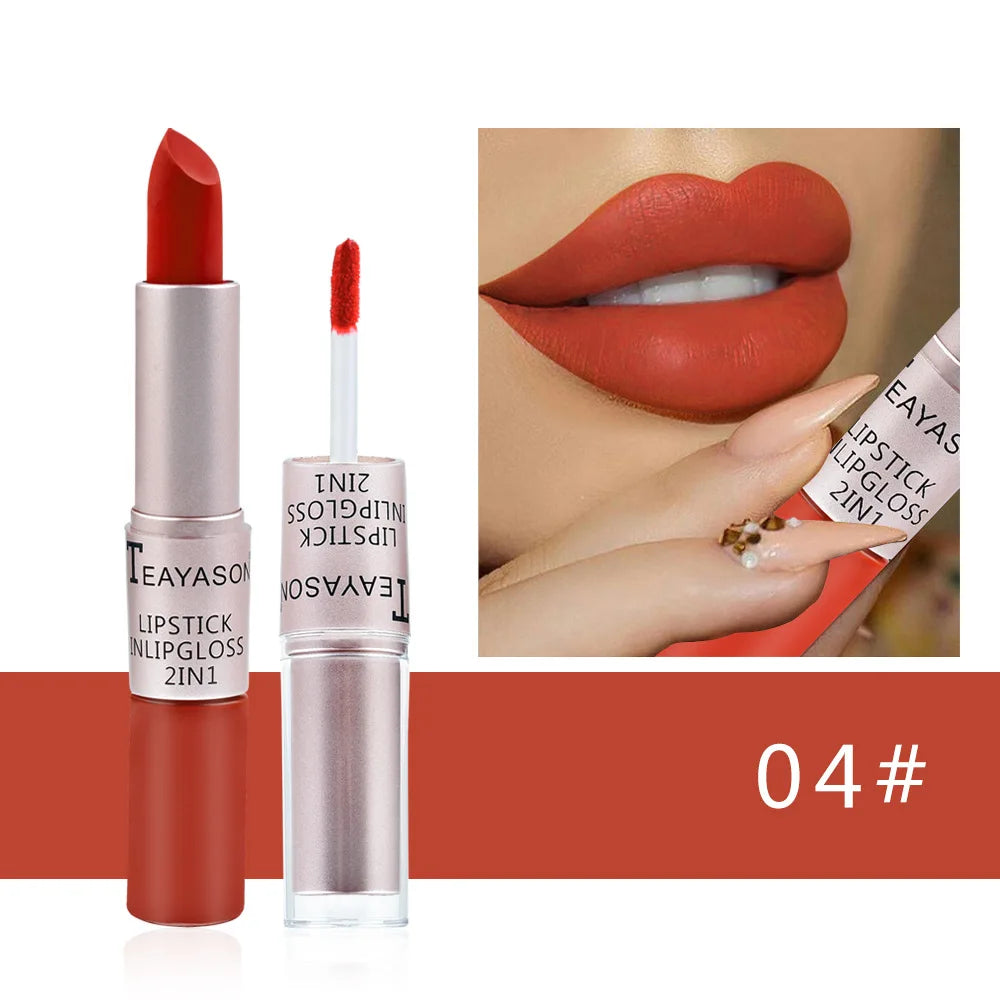 TEAYASON 2-in-1 Velvet Matte Lipstick & Lip Gloss Waterproof