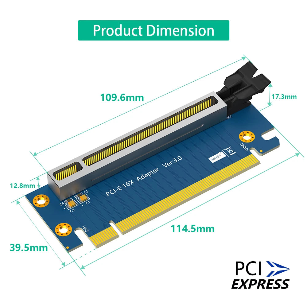 TISHRIC PCIe 3.0 16X to 16X 90° Riser Card – 1U 2U Server PCIe Riser Card PRIMED