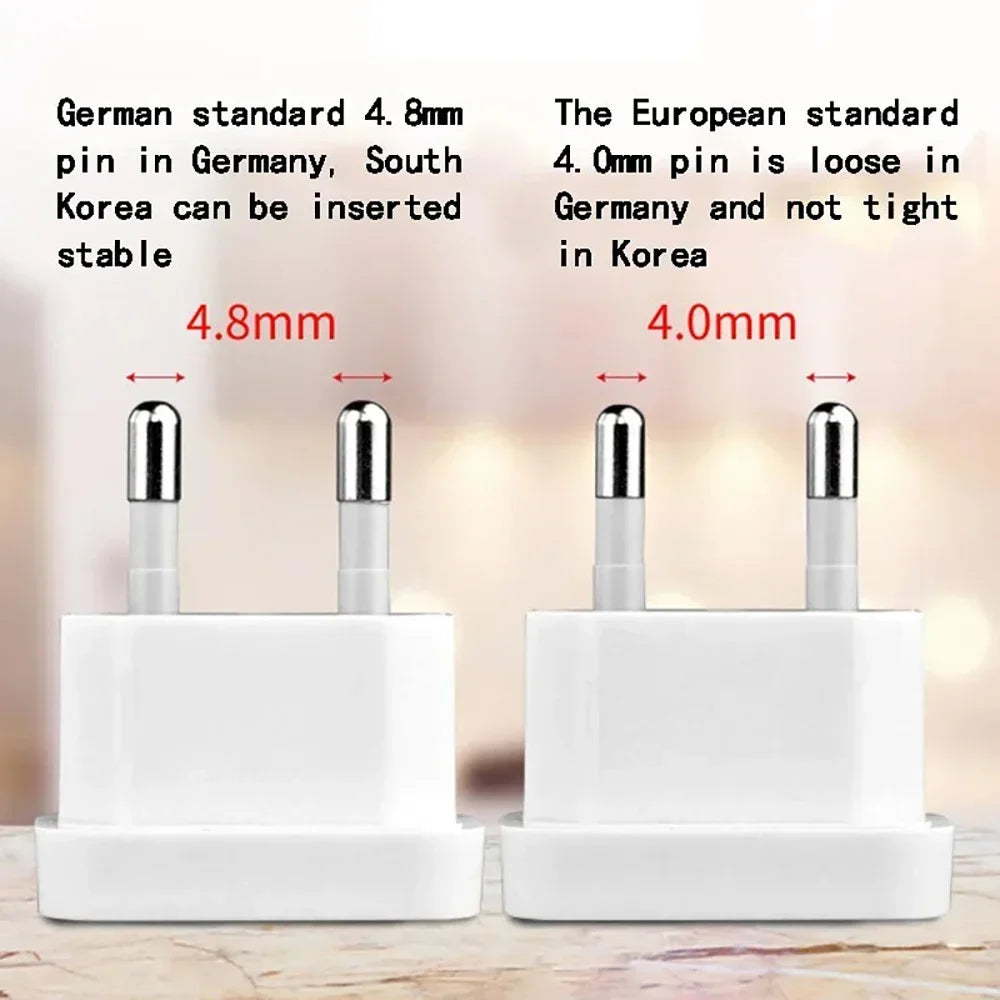 US to EU Travel Plug Adapter | 2-Pin AC Socket Converter Travel Plug Adapter PRIMED