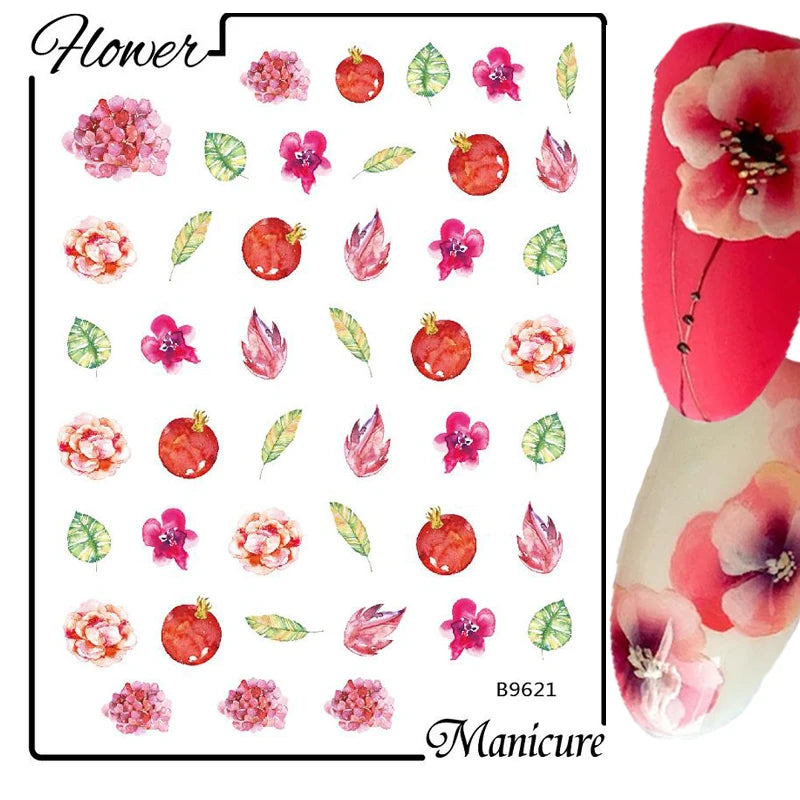 Sunflower Floral 3D Nail Art Water Transfer Decals Stickers