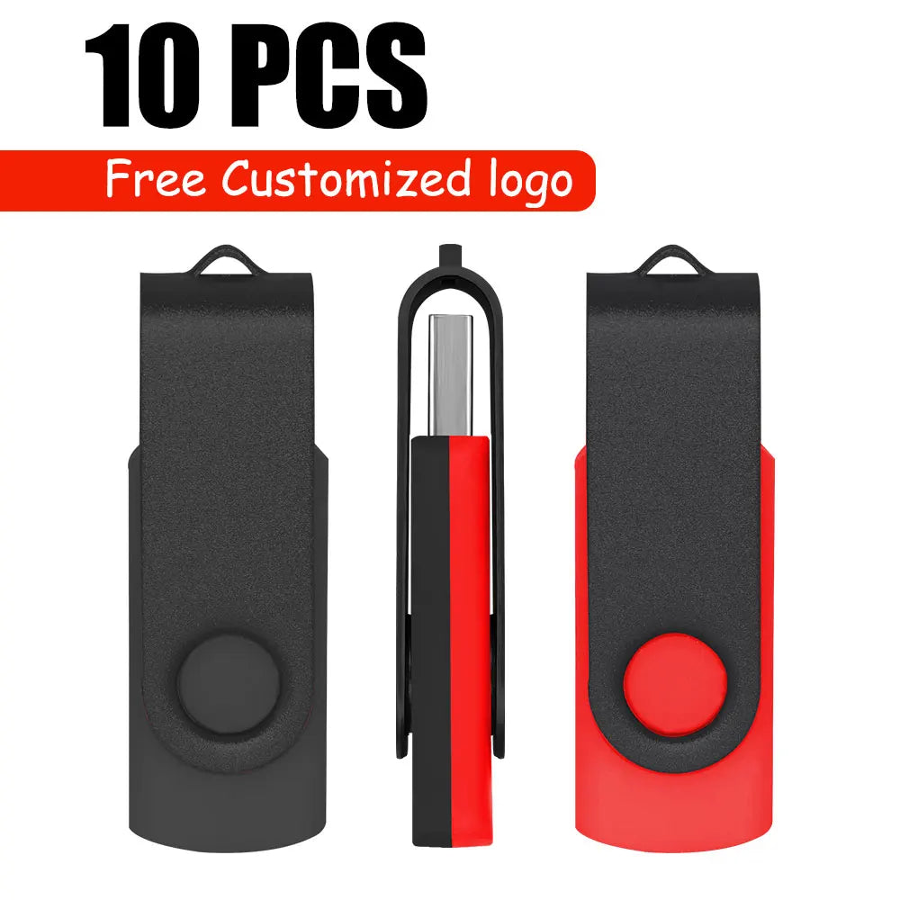10-Pack Custom Logo Metal USB Flash Drives 256MB–128GB USB Flash Drive PRIMED 128MB x 10PCS black-red-A