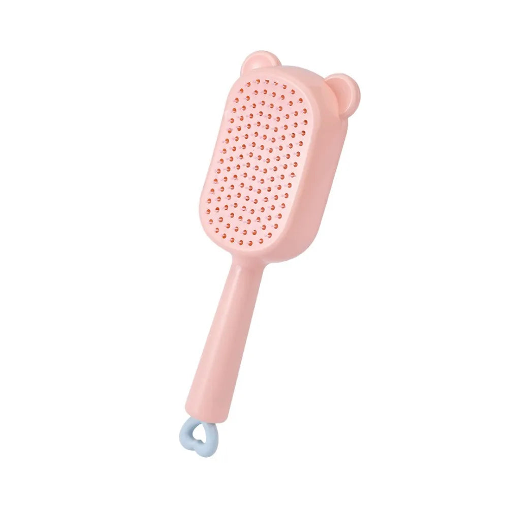 Self-Cleaning Retractable Hair Brush & Scalp Massage Comb Hair Brush Comb PRIMED Pink