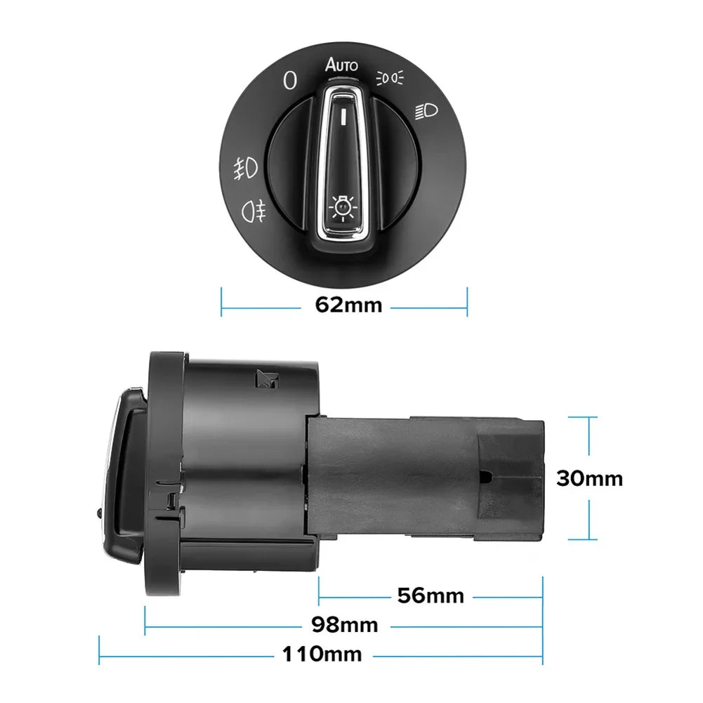 VW Golf MK5 MK6 & Jetta Headlight Control Switch | Light Sensor Headlight Control Switch PRIMED