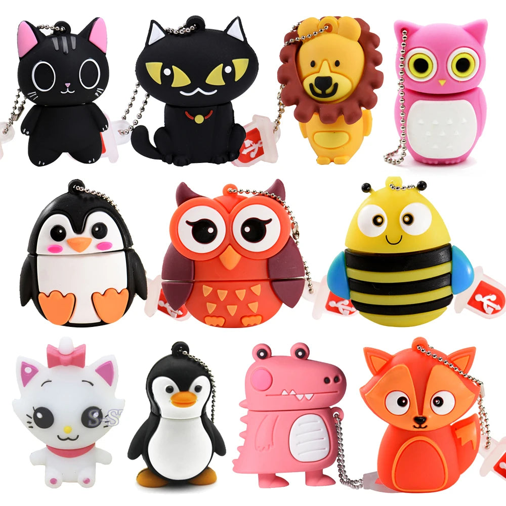 JASTER Cute Cartoon USB Flash Drive 8GB–64GB | Cat & Fox USB Flash Drive PRIMED