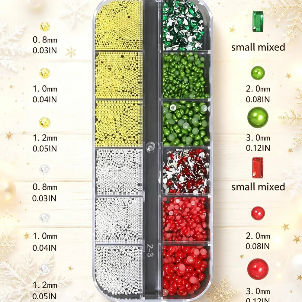 Christmas Nail Charms Set – Santa Snowflake Rhinestones 4 Boxes
