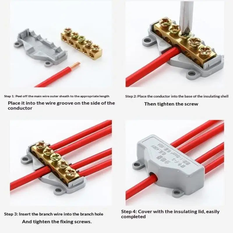 1-in-4 Brass Wire Splitter Terminal Block 60A 400V | F-5 Wire Splitter Terminal PRIMED