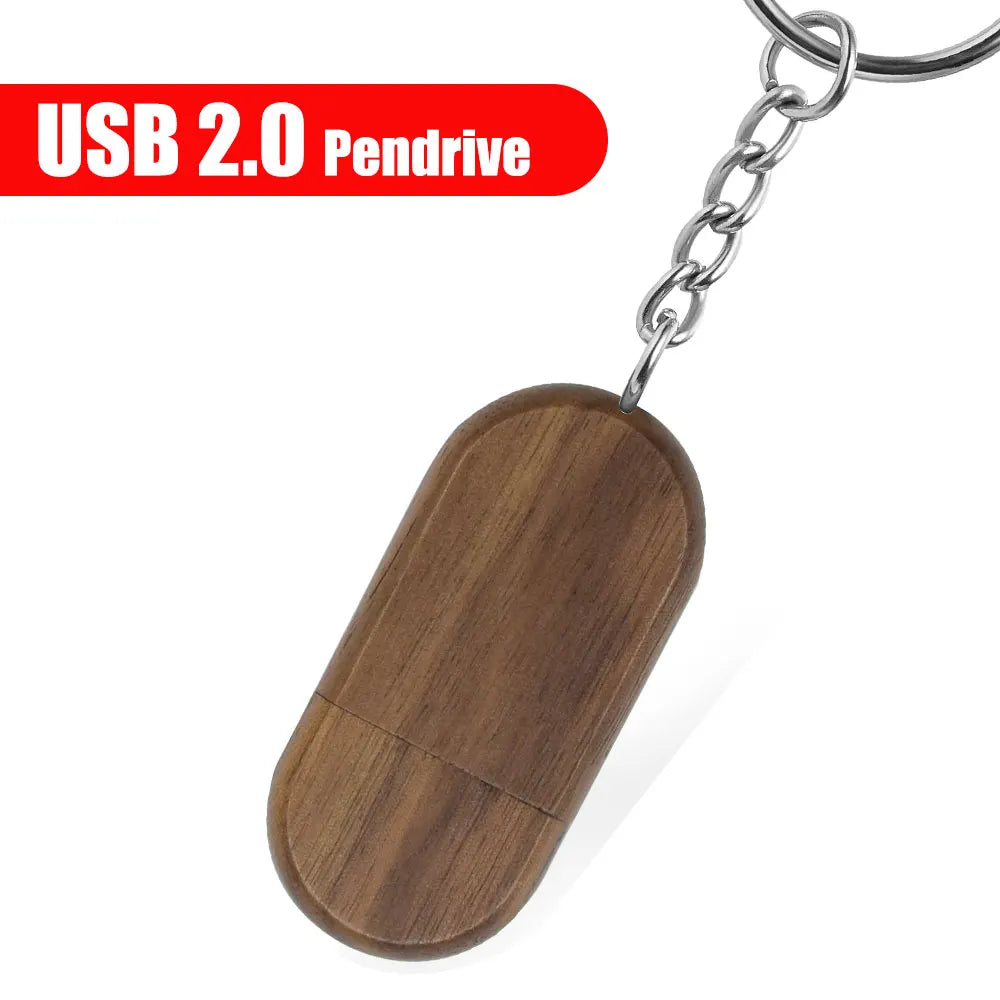 Wooden USB Flash Drive Custom Logo Key Chain | 4–32GB Gift Wooden USB Flash Drive PRIMED 4GB Walnut