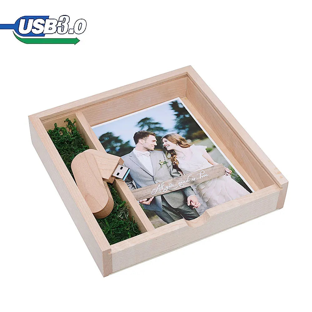 Walnut Wood USB 3.0 Flash Drive 8–128GB | Wedding Photo Gift Wood USB Flash Drive PRIMED