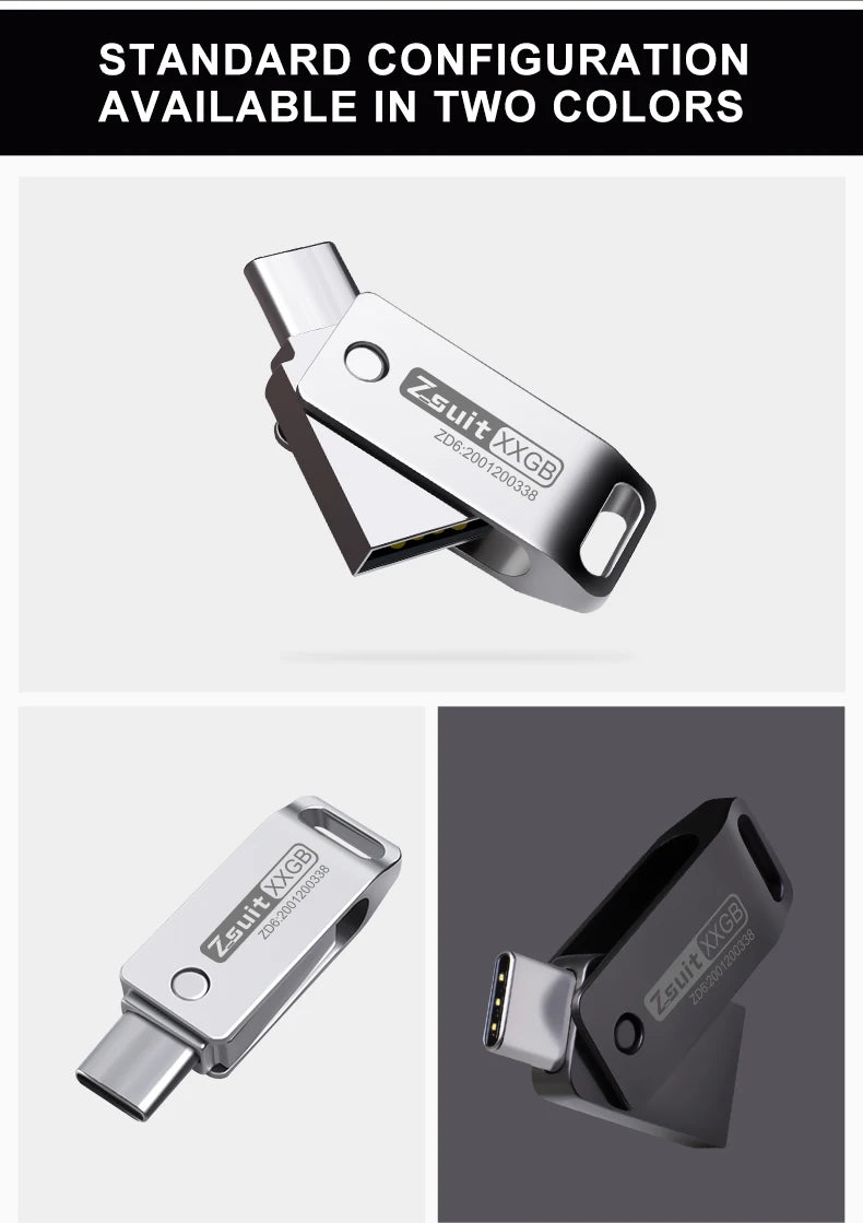 Zsuit 2-in-1 USB 3.0 & Type-C Flash Drive | Custom Logo