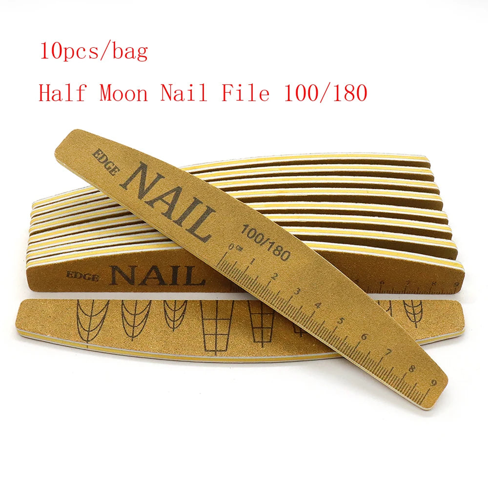 10-Pack Double-Sided Washable Ruler Nail Files | Multi-Grit