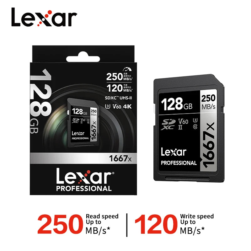 Lexar V60 4K SDXC UHS-II Memory Card | 64GB–256GB, 250MB/s SD Memory Card PRIMED