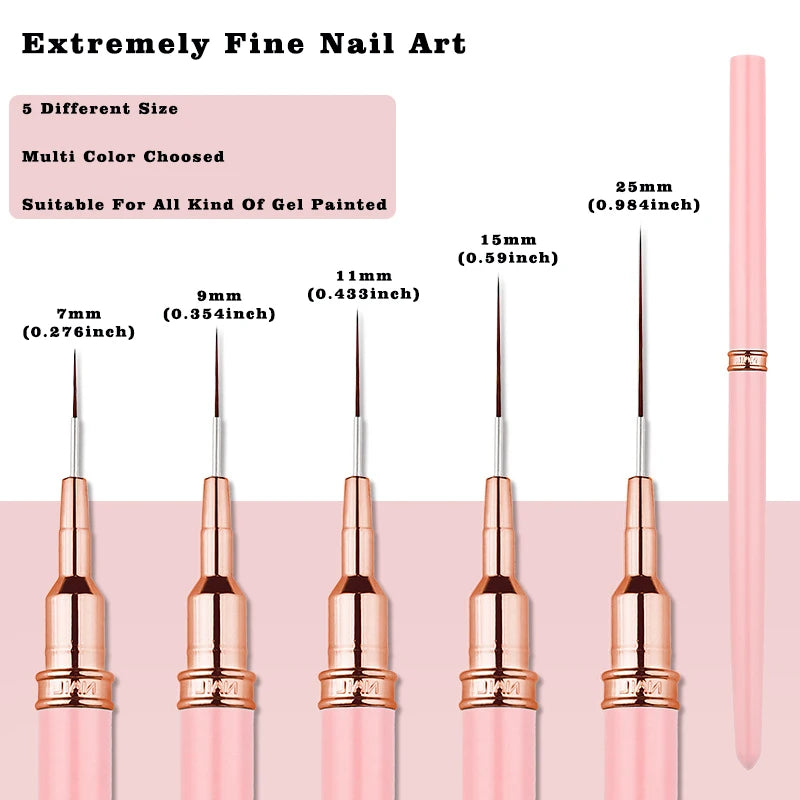 JEARLYU 5Pcs Nail Art Liner Brush Set – Fine Detail Pens