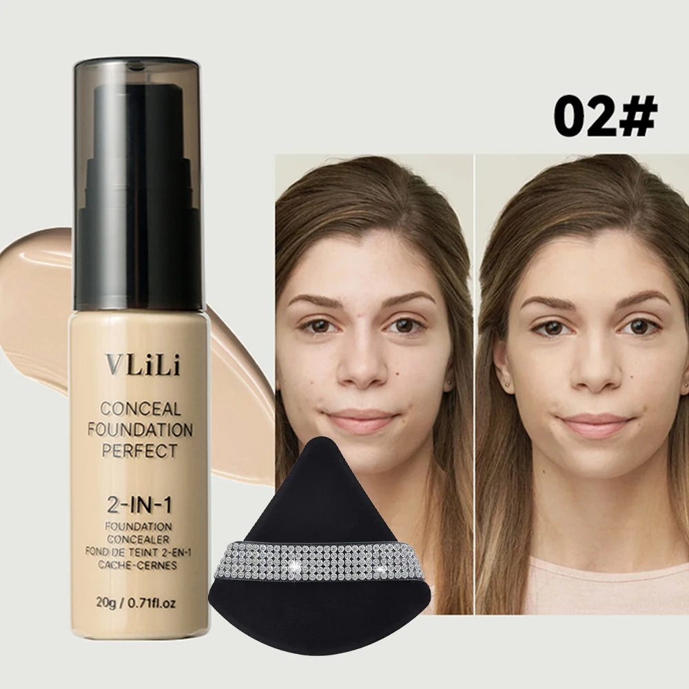 Waterproof Full Coverage Liquid Foundation & Puff Set