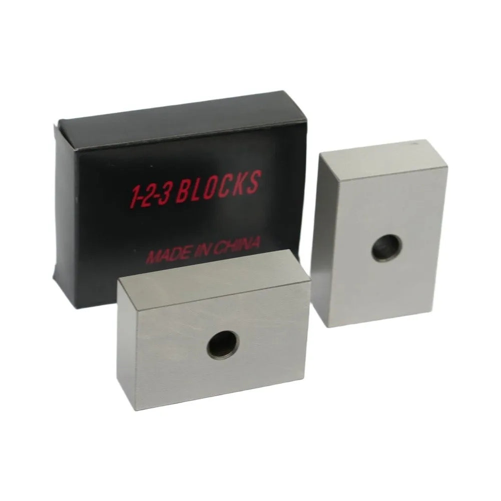 1-2-3 Steel Setup Blocks 1"×2"×3" Matched Pair – 1 Hole Precision Setup Blocks PRIMED