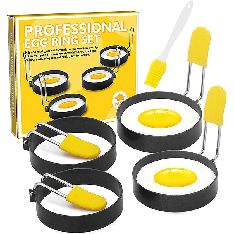4-Pack Stainless Steel Egg Rings – Round Fried Egg Molds Egg Cooking Rings PRIMED