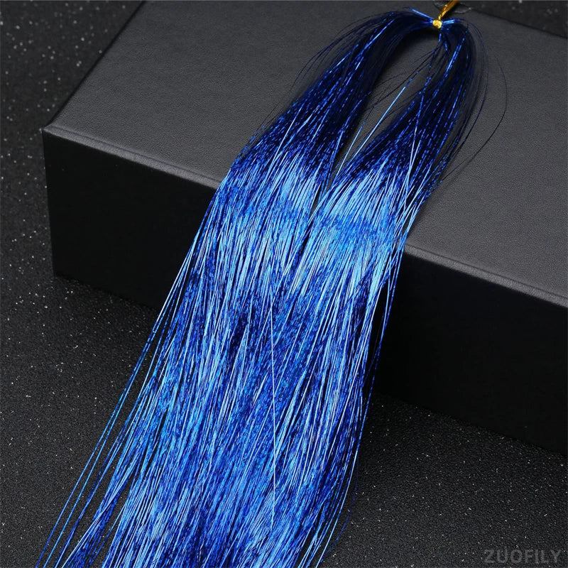 Holographic Hair Tinsel Extensions – Rainbow Glitter Strands Hair Tinsel Extensions PRIMED Sapphire