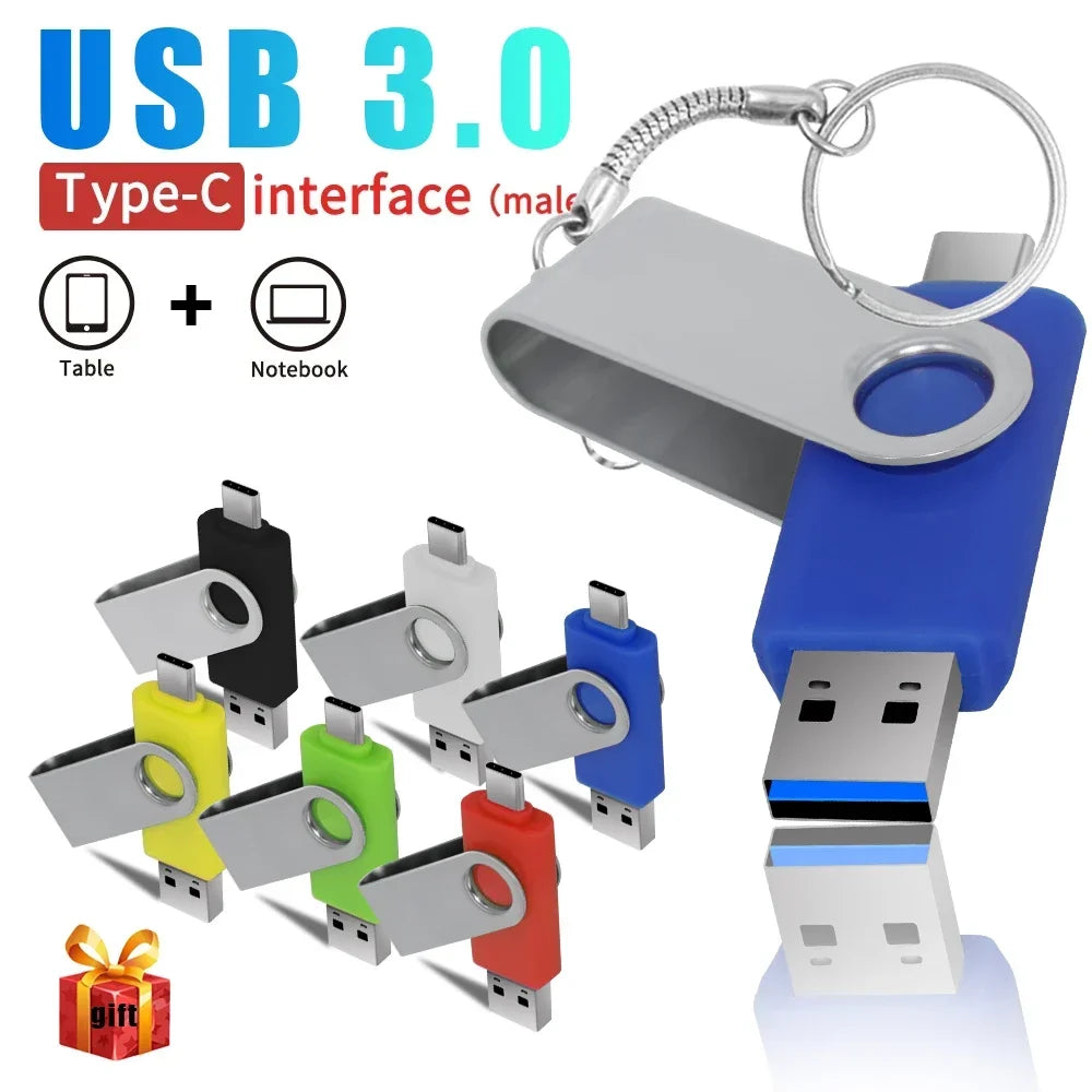 2-in-1 USB 3.0 & Type-C Flash Drive 8GB–128GB Metal Pendrive USB Flash Drive PRIMED