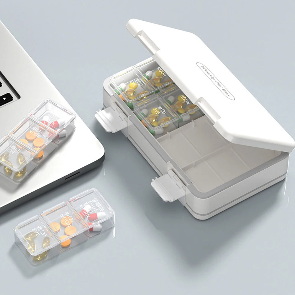 Weekly Pill Organizer 3 Times a Day – 24-Compartment Travel Box