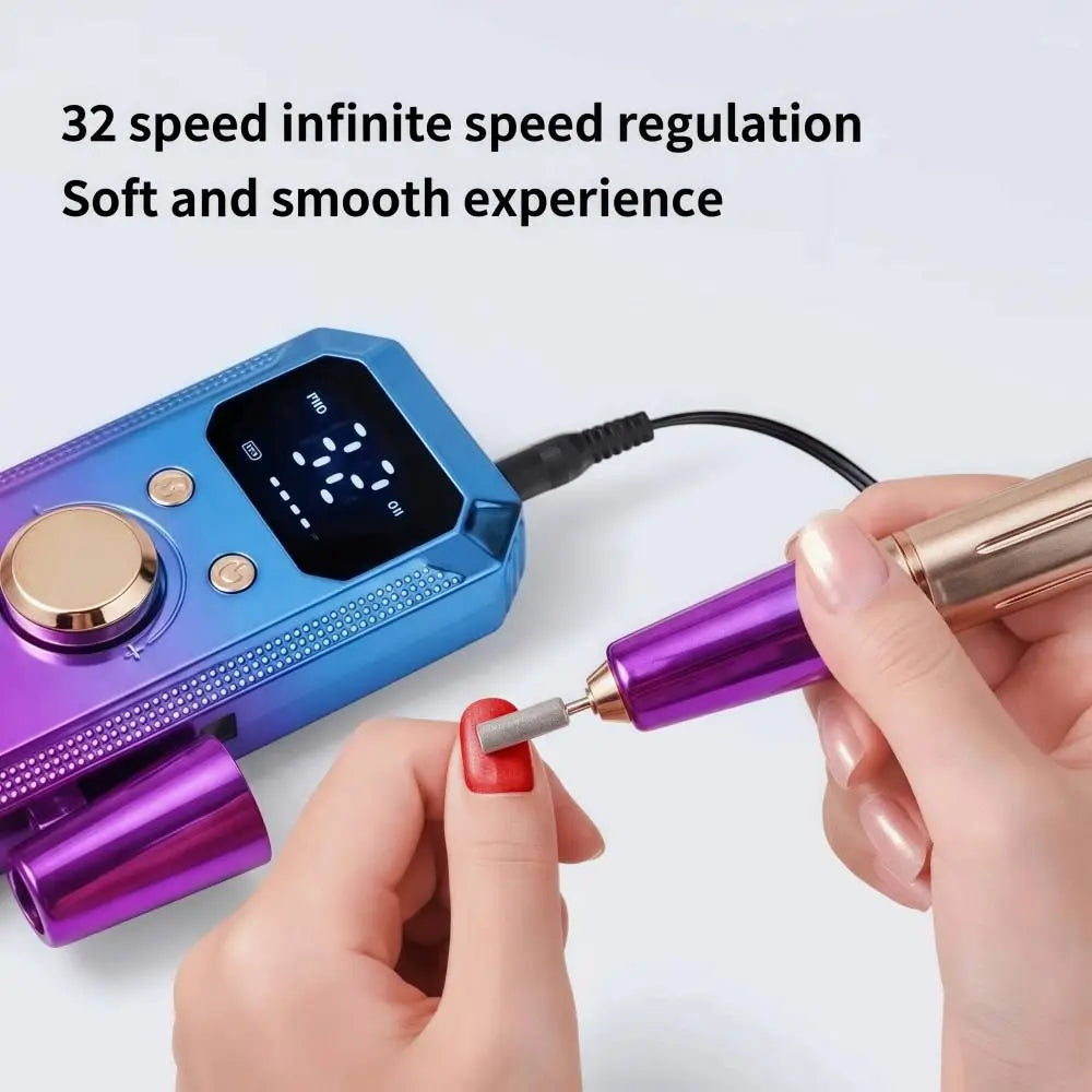 32-Speed Electric Nail Drill Grinder – LED Display & USB-C Electric Nail Drill PRIMED