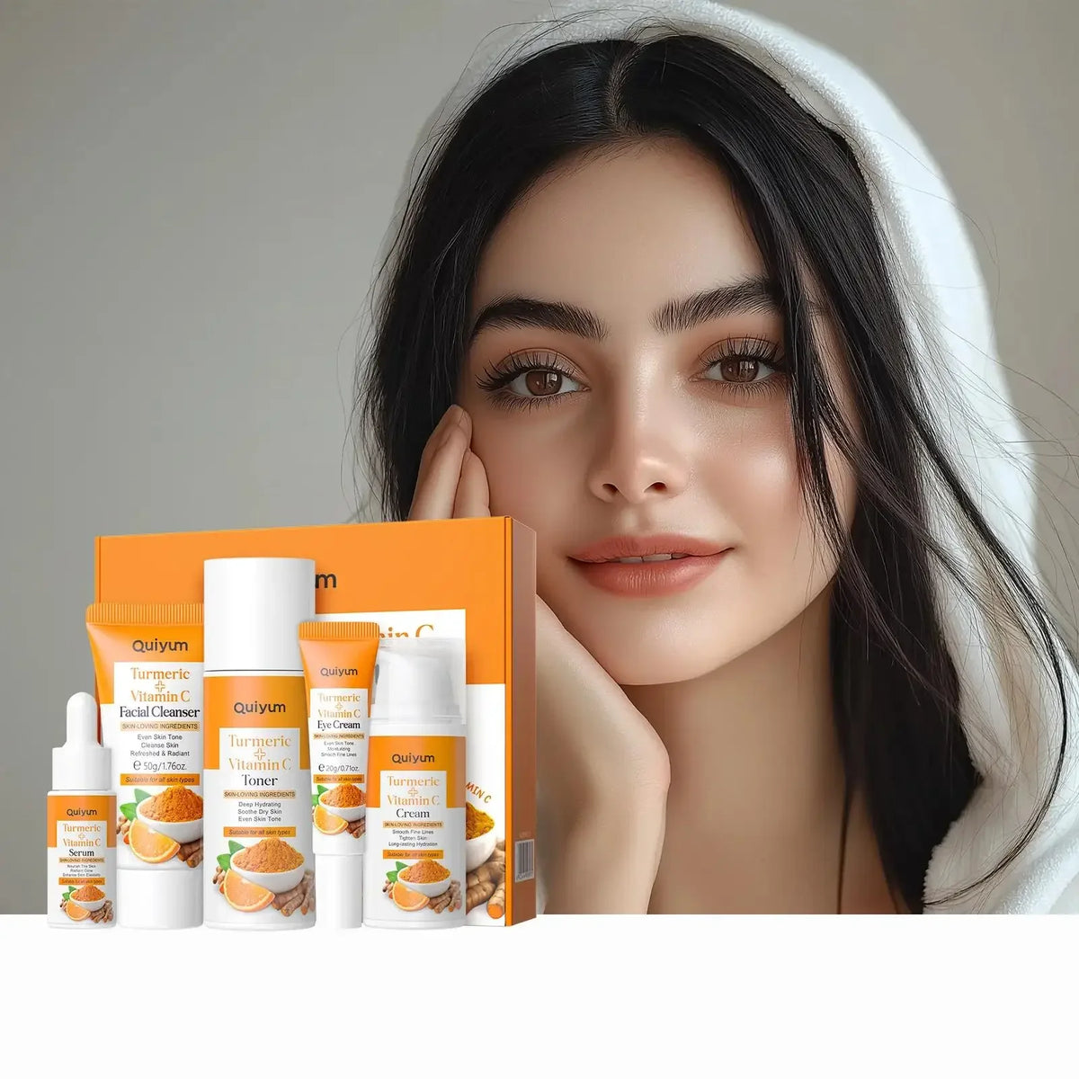 Vitamin C Turmeric 5-Piece Facial Skincare Set | Hydrating Kit