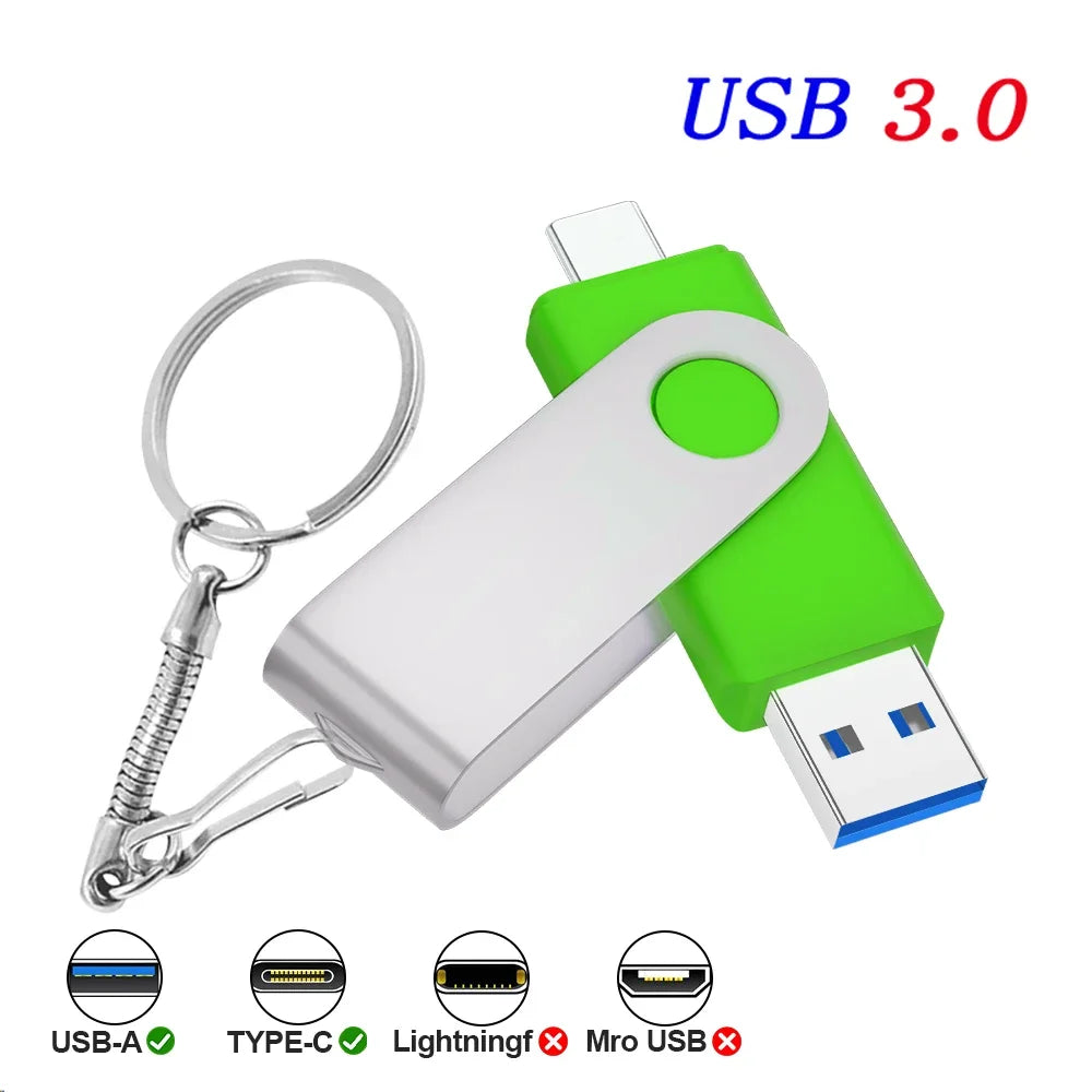 Type-C USB 3.0 Flash Drive 4GB–128GB | Custom Logo & Key Chain USB Flash Drive PRIMED 128 GB green China Mainland