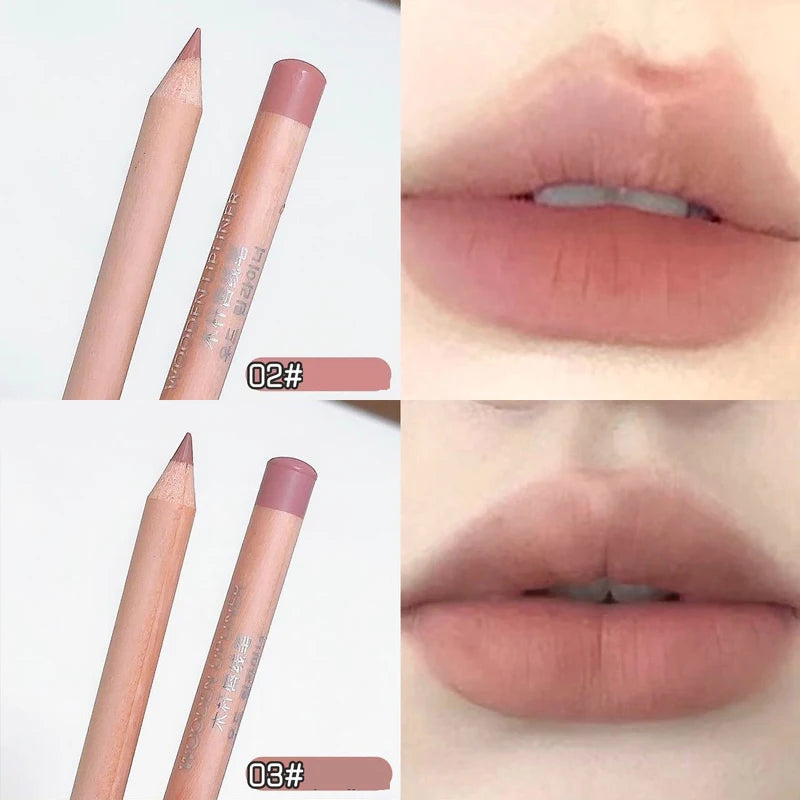 Wooden Matte Lip Liner Pencil – Waterproof Nude Contour