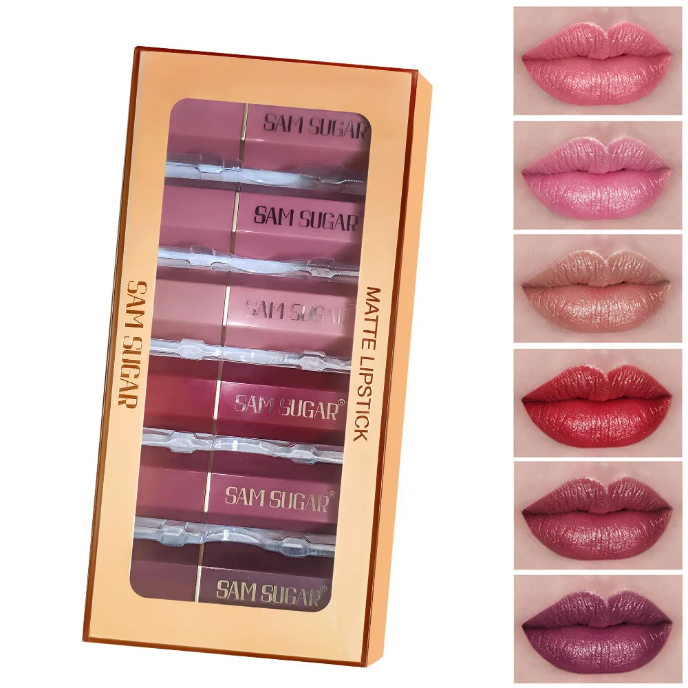 SAM SUGAR 6-Piece Matte & Pearlescent Lipstick Set