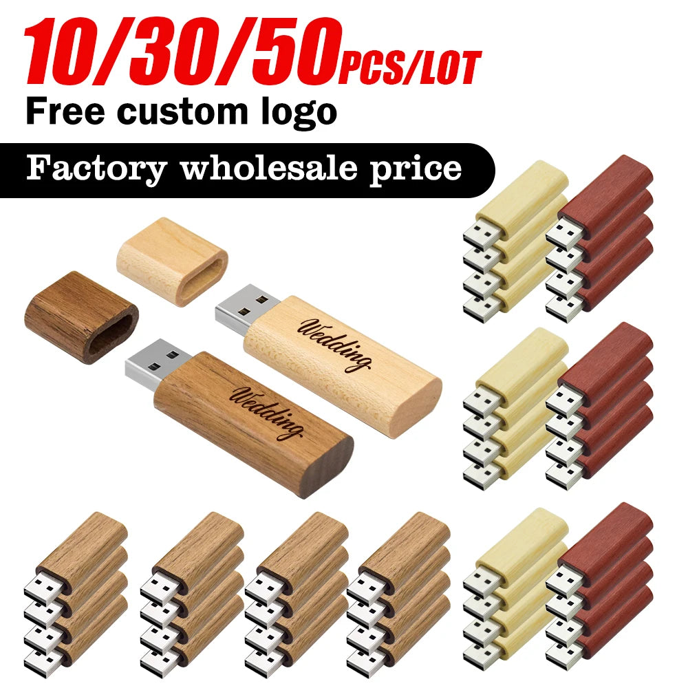 Custom Logo Wooden USB Flash Drive 4GB–64GB | Laser Engraved Custom USB Flash Drive PRIMED