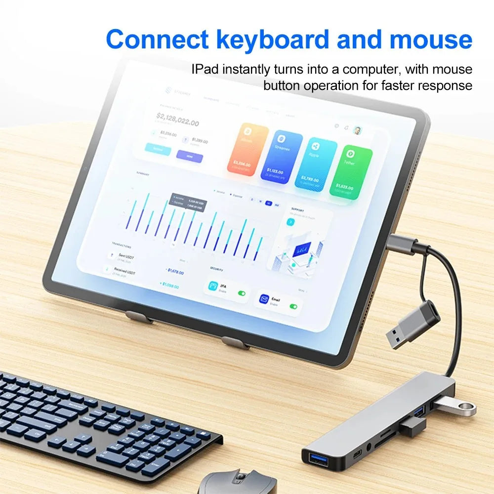 8-in-2 USB-C Hub Dock – USB 3.0, Audio & SD Card Reader USB-C Dock Hub PRIMED